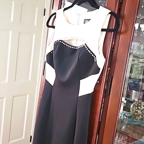 Vince Camuto Cutout Sequined Front Shealt Scuba dress Color block sz 2 n… - Picture 1 of 11